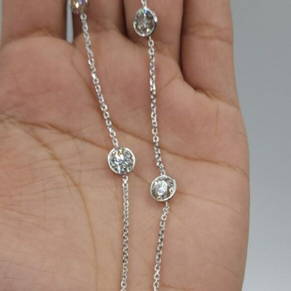 14K Gold 5 Ct Lab Grown Diamond By the Yard Necklace - Picture 3 of 5